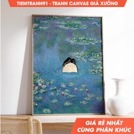 Tranh treo tường Monet Waterlily Frog Claude Monet Frog Poster Matsumoto Hoji Japanese Frog Animal A