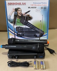 SOUNDMILAN ML-6632 ไมค์โครโฟน ไมค์ไร้สาย ไมค์ลอย ไมค์ลอยคู่ ความถี่ microphone wireless VHF