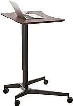 YVYKFZD Laptop Lectern Podium Stand, Portable Podium Pulpits with Wheels, Height Adjustable Church Pulpit, Sit-to-Stand Mobile Lectern Desk, Easy Assembly (Color : Walnut color)