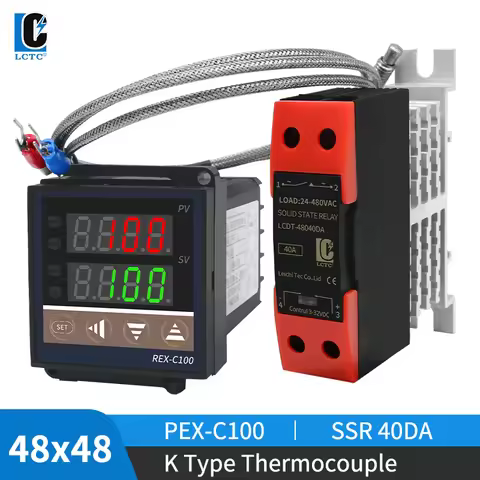LCTC REX-C100 Digital PID Temperature Controller Thermostat 0-400℃ SSR Output With 40DA SSR Relay Wi