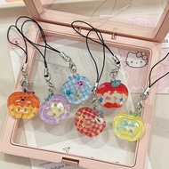 Colorful Apple-shaped Keychains Cartoon Kitten Star Keyrings Cute Phone Hangings