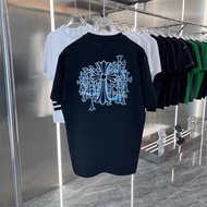 《310》Chrome Hearts Sanskrit Letter Cross Horseshoe Print Casual Short-Sleeved Men Women Loose T-Shir