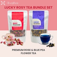 4Leaftea Lucky Rosy Tea Bundle Set Rosy Passion Premium Rose Bud and Blue Pea Flower Tea