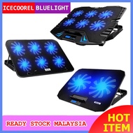 ICE COOREL Ice Cooling Technology Blue Lighting Cooler Pad 2 - 6 Fans With Stand Suitable For 15.6"-17" Laptop