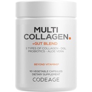 Codeage Multi Collagen + Gut Blend Supplement - Digestive Probiotics, DGL Licorice, Aloe Vera, Organ