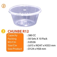 CHUNBE CB WARE R12 (10 X 50set)(500set) 12oz Round Microwave Container / Food Container With Lid 12 