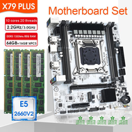 Kkde ชุด X79 Plus Moederbord Lga 2011ชุด Xeon E5 2660 V2 Cpu 64Gb (4*16Gb) 1333Mhz Ram Ddr3 Nvme M.2 Moederbord Processor En Heugen Ki