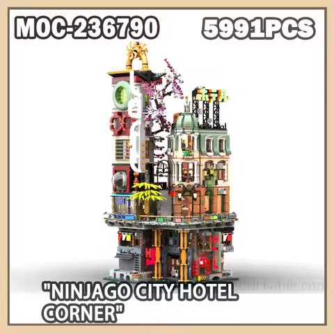 MOC-236790 Ninjago City Hotel Corner House Building Block Model Brick Particle Set Creative Gifts Mo