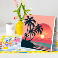 1pc Framed Diy Acrylic Paint By Numbers Cartoon Seaside Beginner Kits Easy To Paint Diy Crafts Kits 