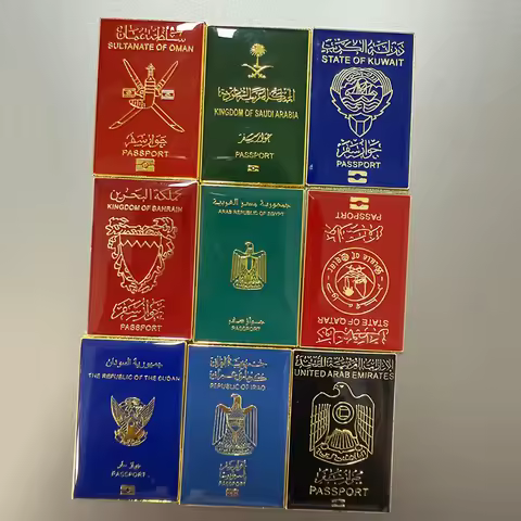 10pcs a lot Middle East Passport Mobile Phone 3M Sticker Pins Badge Metal Pin Broooches