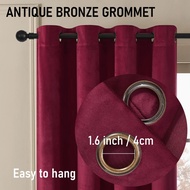 1PC Christmas Curtain Decor Burgundy Velvet Curtains for Living Room Bedroom Dining Window Decor Lux