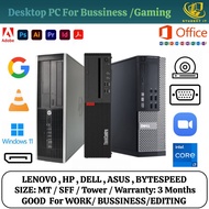 (USED) Desktop PC Intel i5/i7 2nd, 3rd, 6th, 7th, 8th Gen For Office, School, Editing, Gaming