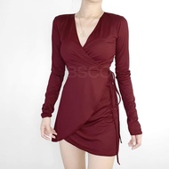 BSCO LS MAROON WRAP DRESS