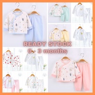 (0-3M) Newborn NB  2 pieces clothes clothing baby girl boy sleepwear pajamas sleepsuit long sleeves 