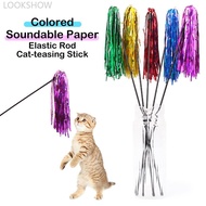 LOOKSHOW Funny Cat Toy Ringing Reflective Paper Teaser Wand Kitten Interactive Toy with Bell Pet Tea