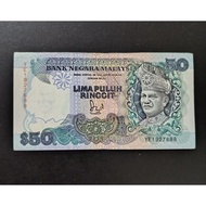 Malaysia Old Banknotes RM 50 Jaafar Sign Prefix YE