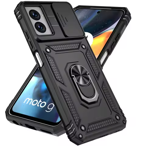 Shockproof Armor Phone Case For Motorola Moto G22 G32 G52 G62 G82 Magnetic Ring Holder Slide Lens Pr