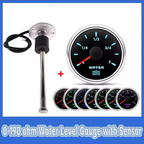 100mm-500mm Car Water Level Gauge Sensor+Water Level Indicator 7 Colors 0-190ohm Water Level Meter D