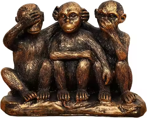 Monkeys Statue Set 3 in 1 Bronze Coated Resin Monkey Hear No Evil See No Evil Speak No Evil Monkey F