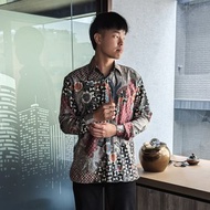 印尼蠟染緞面長袖襯衫 BRAHMA - 火樹銀花 - BRM002