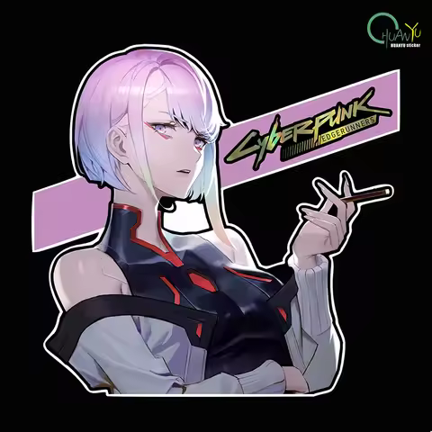 Cyberpunk anime Edge Runner 2D car sticker, Lucy waterproof car and motorcycle computer case sticker
