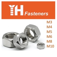 (100 pcs) M3 M4 M5 M6 M8 M10 Hexagon Nut DIN 934 Stainless Steel AISI 304 (A2)