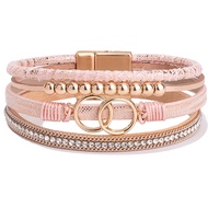 FANCY SHINY Boho Wrap Bracelets Leather Cuff Bangle Gold Beaded Bracelets for Women Stackable Infini