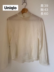 #Uniqlo  Mame Kurogouchi聯名 網眼中高領T恤 透膚內搭 白 M