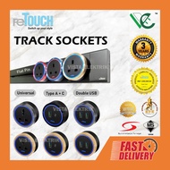RETOUCH Power Track Socket 13A Flat Pin Socket/ Universal Socket/ Double USB Socket/ Type A+C Socket