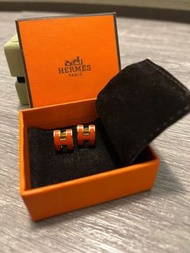 Hermes Pop H Earrings 橙紅/金色