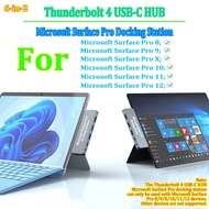 Dual Usb-c Hub For Microsoft Surface Pro 12/11/10/x/9/8 Adapter Surface Pro Docking Station With Thu