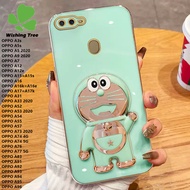 สำหรับ OPPO A5 2020 A9 2020 A3s A5s A7 A12 A12e A15 A15s A16 A16k A16e A17 A17k A31 A33 A38 A52 A53 A54 A55 A57 A58 A73 A74 A76 A77 A83 A91 A92 A93 A94 A95 A96เพลงแมว Doraemon แหวนติดโทรศัพท์หรูหราปกกรอบโทรศัพท์แผ่น