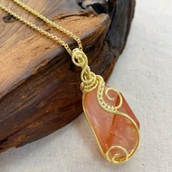 【膠花水晶】天然錦鯉紅膠花項鍊 / 不規則原石