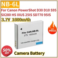 New NB-6L 3.7V 1600mAh NB6L Replacement Battery for Canon PowerShot D30 D10 S95 SX280 HS IXUS 25IS S