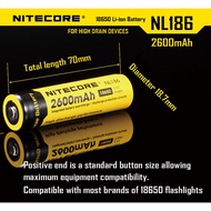 NITECORE NL186 HIGH PERFORMANCE 2600mAh Li-ion Rechargeable 18650 battery