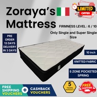 Best Thickness! 25CM ZORAYA'S MATTRESS 10 INCH EURO TOP POCKETED SPRING MATTRESS🔥SG SELLER