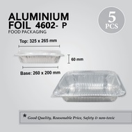5PCS ALUMINIUM FOIL TRAY W/LID 4602-P (RECTANGLE)