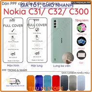 PPF & Skin Nokia Nokia C31/ C32/ C300 for screen, back, full clear edges, genuine matte