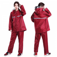 New Alitech ชุดกันฝน เสื้อกันฝน สีกรมท่า มีแถบสะท้อนแสง รุ่น หมวกติดเสื้อ Waterproof Rain Suit