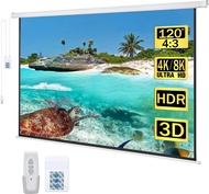 Kayle 120" Motorized Projector Screen Electric Diagonal Automatic Projection 4:3 HD Movies Screen fo
