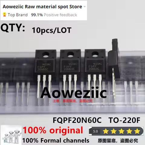 Aoweziic 100% Best Quality FQPF20N60C FQPF20N60 20N60C TO-220F MOSFET 20A 600V (Taiwan Manufacturer)