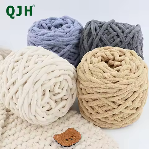QJH (95g/3.5oz-50m/54 Yards) X 6PCS Chunky Baby Blanket Yarn - Super Soft Big Jumbo Blanket Yarn Kni