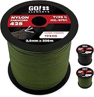 GO!elements 100 m Paracord Rope Made of Tear-Resistant Nylon - 3 mm Paracord 425 Type II Max. 192 kg