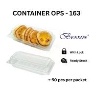[+-50 pcs]OPS-163 Disposable Plastic Clear Box Bekas Kuih Bekas Tart Bomboloni nasi pulut mango mang