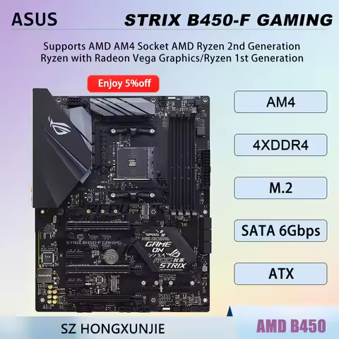 ASUS STRIX B450-F GAMING AM4 B450 ATX Esports Motherboard For Ryzen 7/5/3 5800X 5600X 3600 CPU DDR4 