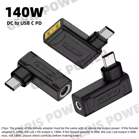 PD 140W DC to Type C Converter 5.5X2.5 7.4X5.0 4.5X3.0 6.0X3.7mm Female Jack to 5V 9V 20V USB C Lapt