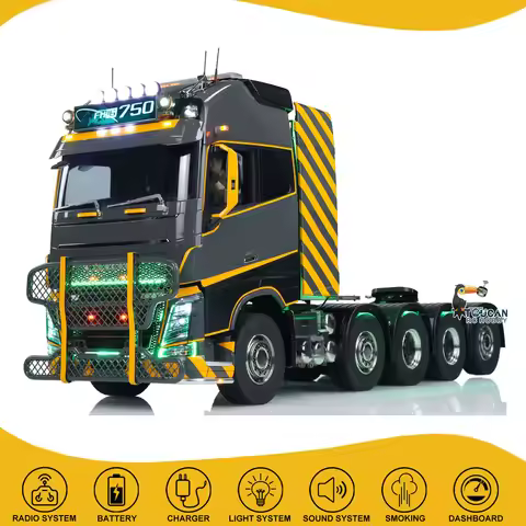 Unitru 02 1/14 RTR FH16 Radio Control Tractor Truck 10x10 Metal Chassis RC Lorry Car Model ST8 Radio