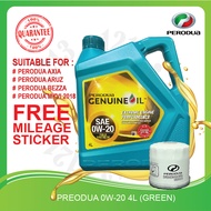 ORI PERODUA FULLY 0W20 4L BEZZA MYVI ALZA ARUZ ATIVA 0W-20 ENGINE OIL FULLY SYNTHETIC 0W 20 NEW GREE