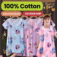 Frozen Hello Kitty Dress Raya Girl  Kids Princess Party Birthday Gift Elsa Rainbow Tutu Baju Frozen Budak Perempuan