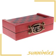 [Sunnimix2] 1 Set Chinese Chess Wooden Table Miniature Chess Board Chess Pieces
